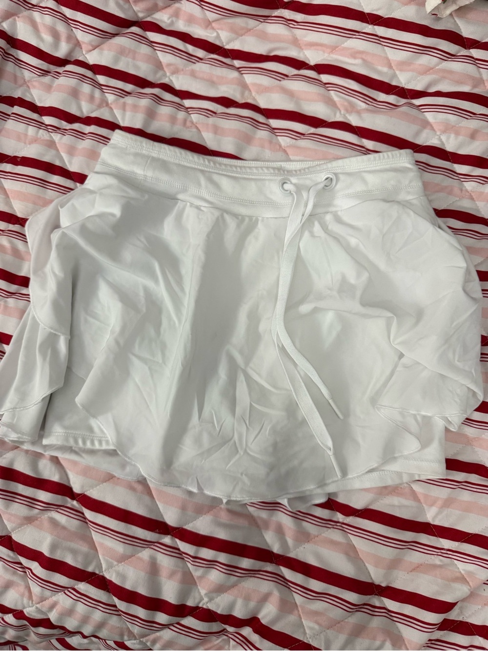 SO White Ruffled Athletic Skort with Drawstring
